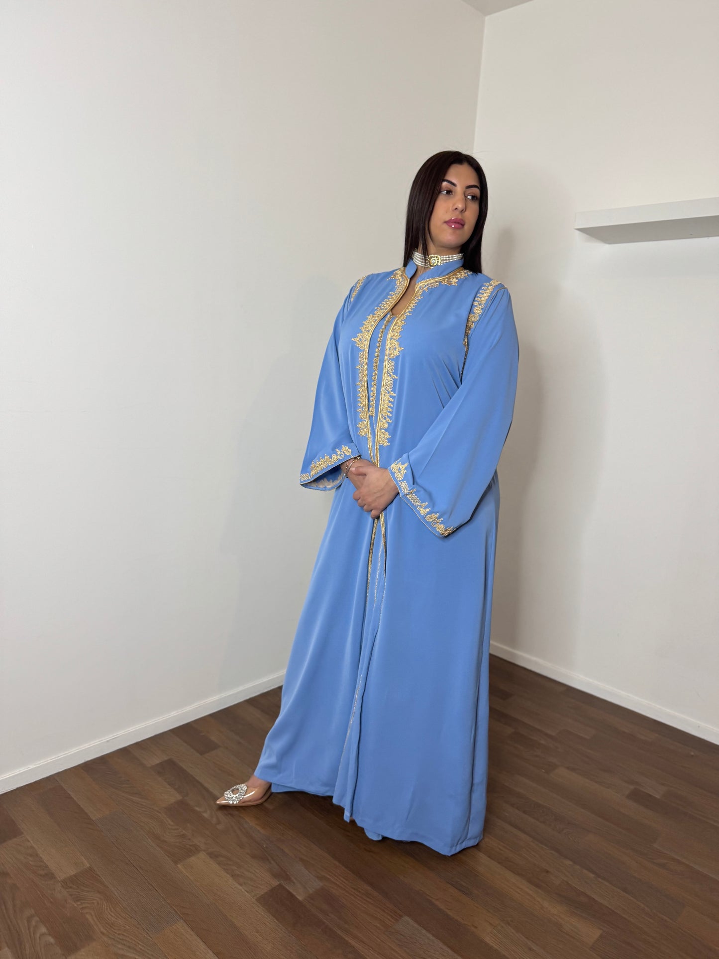 CAFTAN 2 PIECES BRODES BLEU