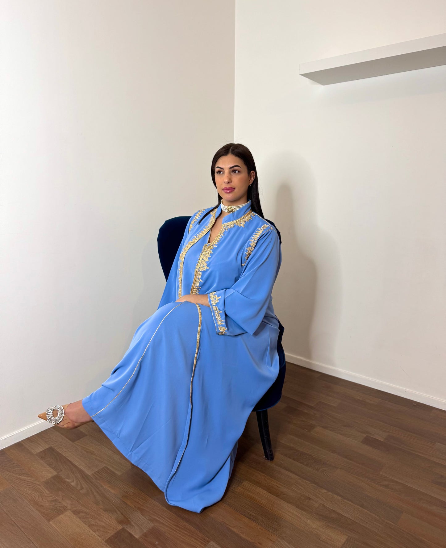 CAFTAN 2 PIECES BRODES BLEU