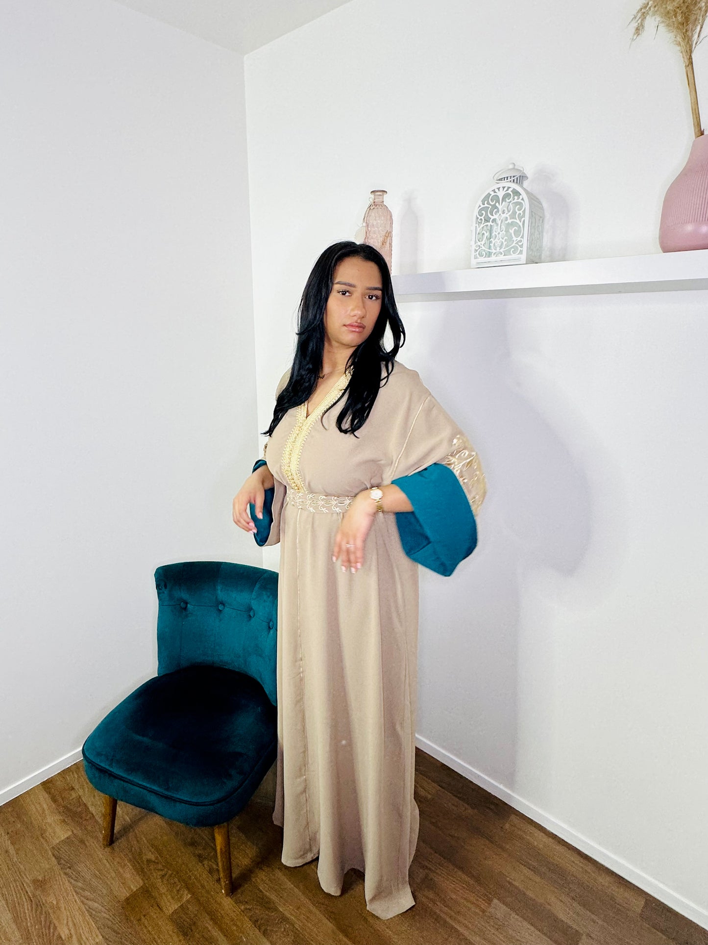 CAFTAN FIONA BEIGE/VERT