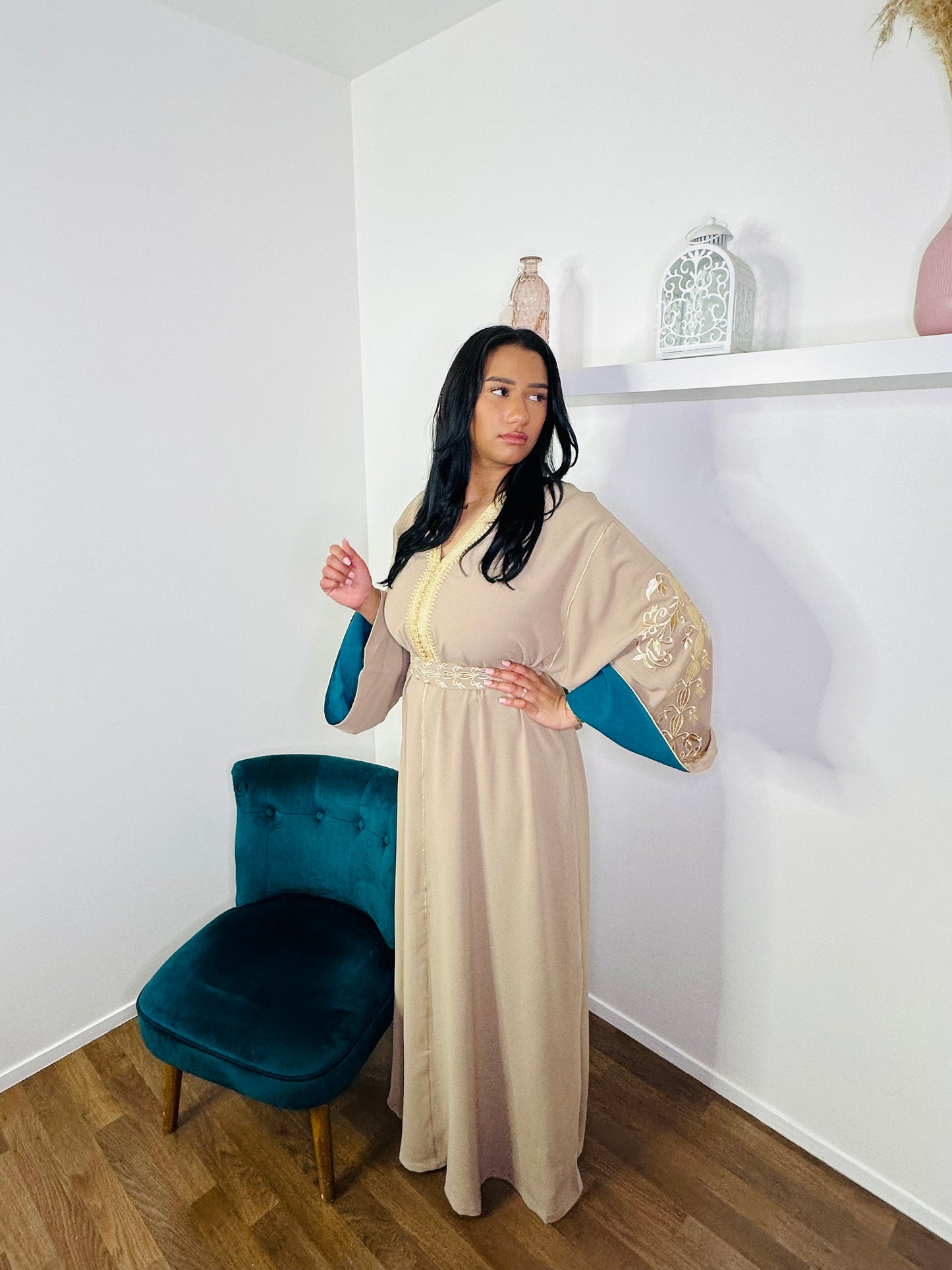 CAFTAN FIONA BEIGE/VERT