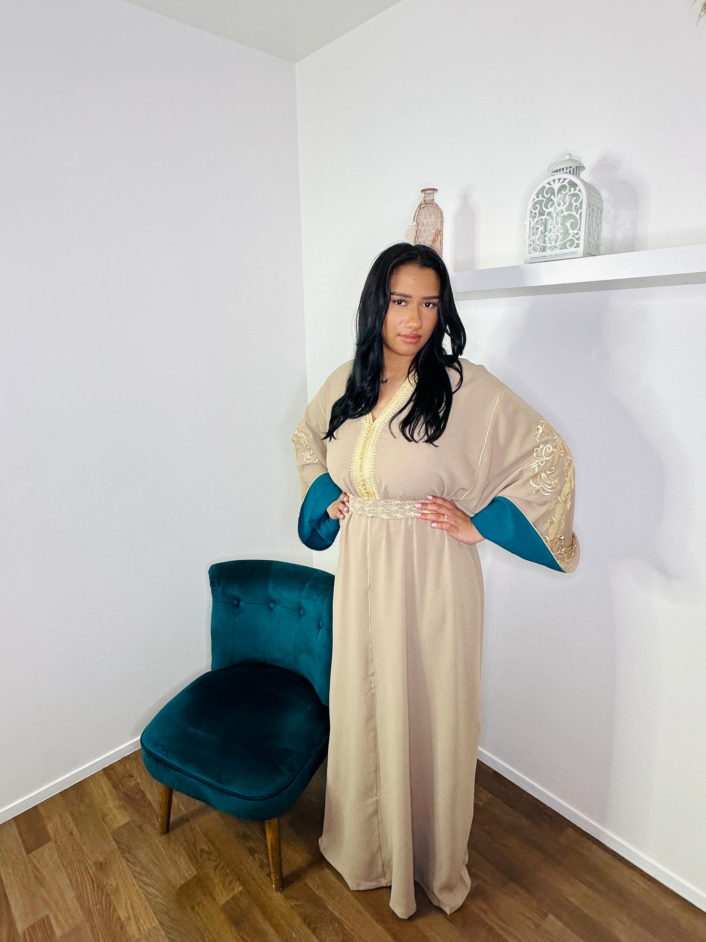 CAFTAN FIONA BEIGE/VERT