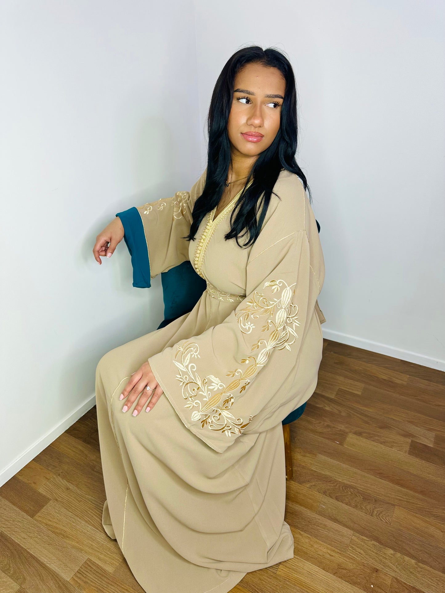 CAFTAN FIONA BEIGE/VERT